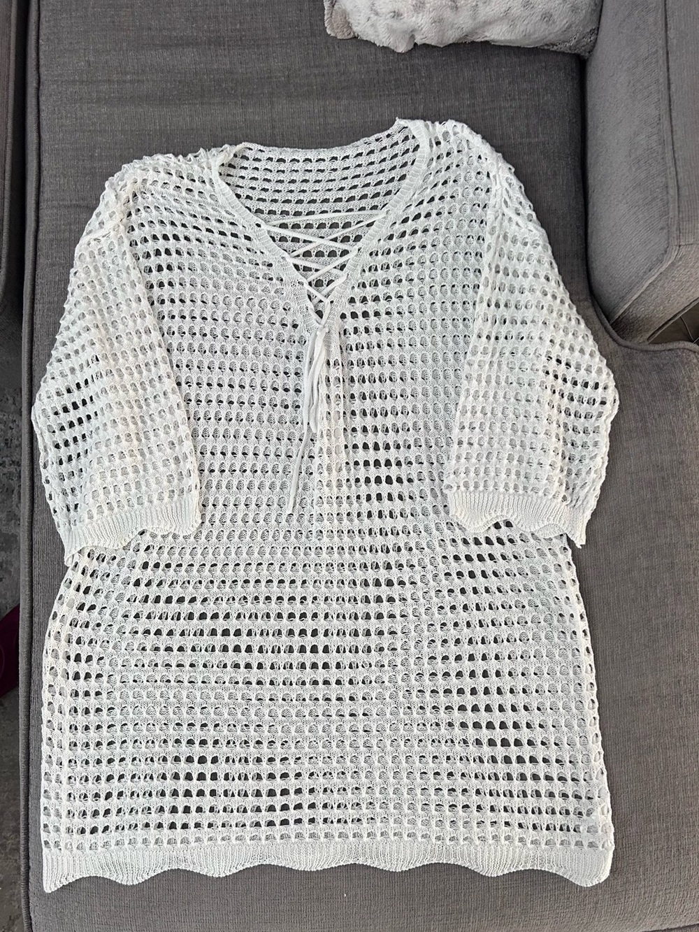 White Crochet Swim Cover-Up Tunic